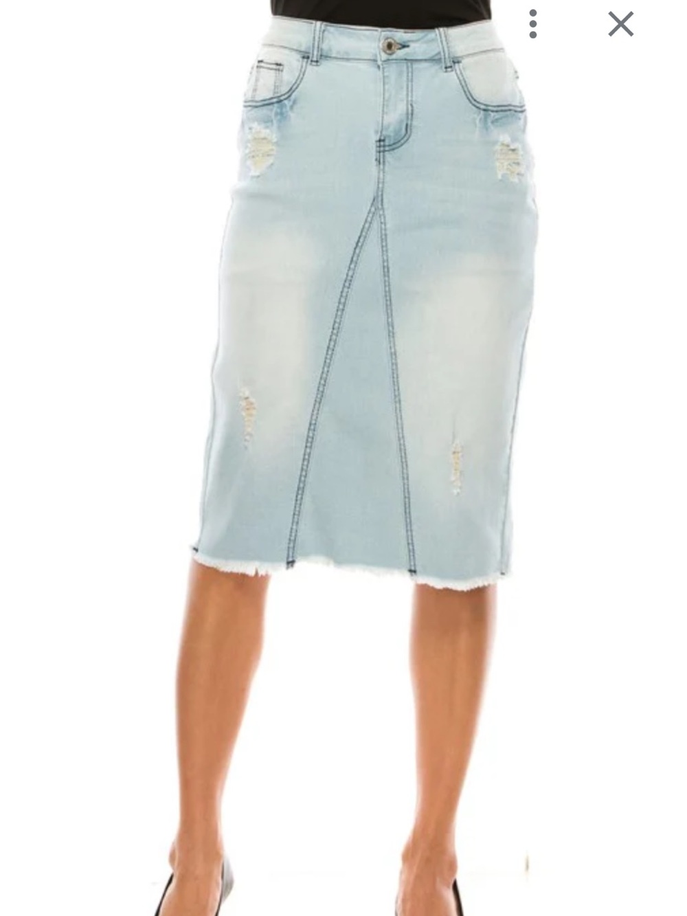 Be Girl Distressed light Denim Pencil Skirt - Women